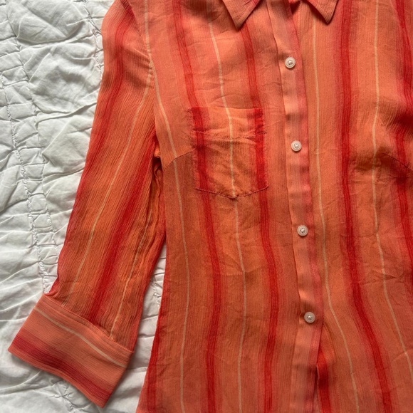 y2k sheer silk button down top - Picture 4 of 8